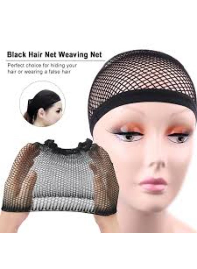 2pcs Hair Net Weaving Net Elastic Strethable Wig Cap Mesh Fishnet Wig Cap Black - Image 3